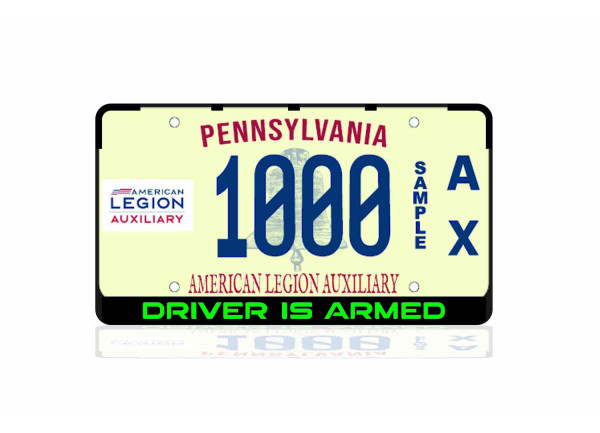 License Plate Frame Driver is Armed (USA type)