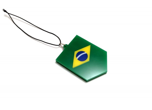 Car mirror pendant with flag of Brasil